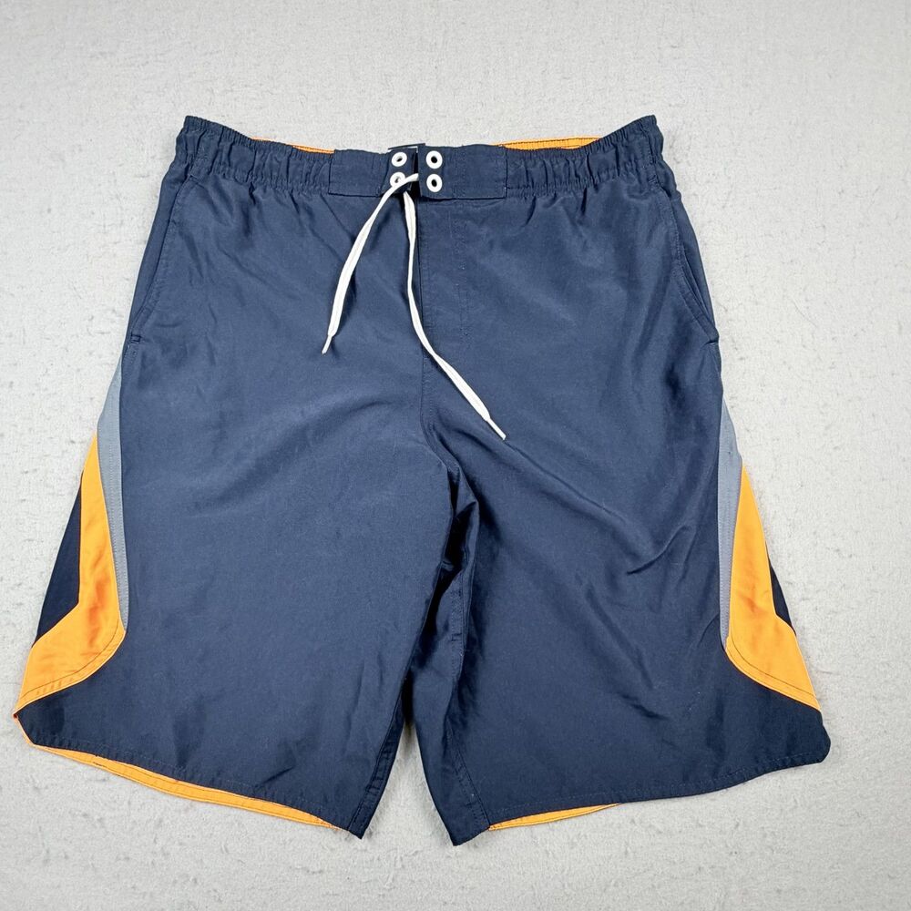 Men Nike Swim Shorts Navy Bright Orange Size Small Swimming Trunks Lined Beach